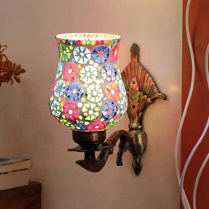Phulkari Mosaic Glass & Metal Wall Lamp media 1