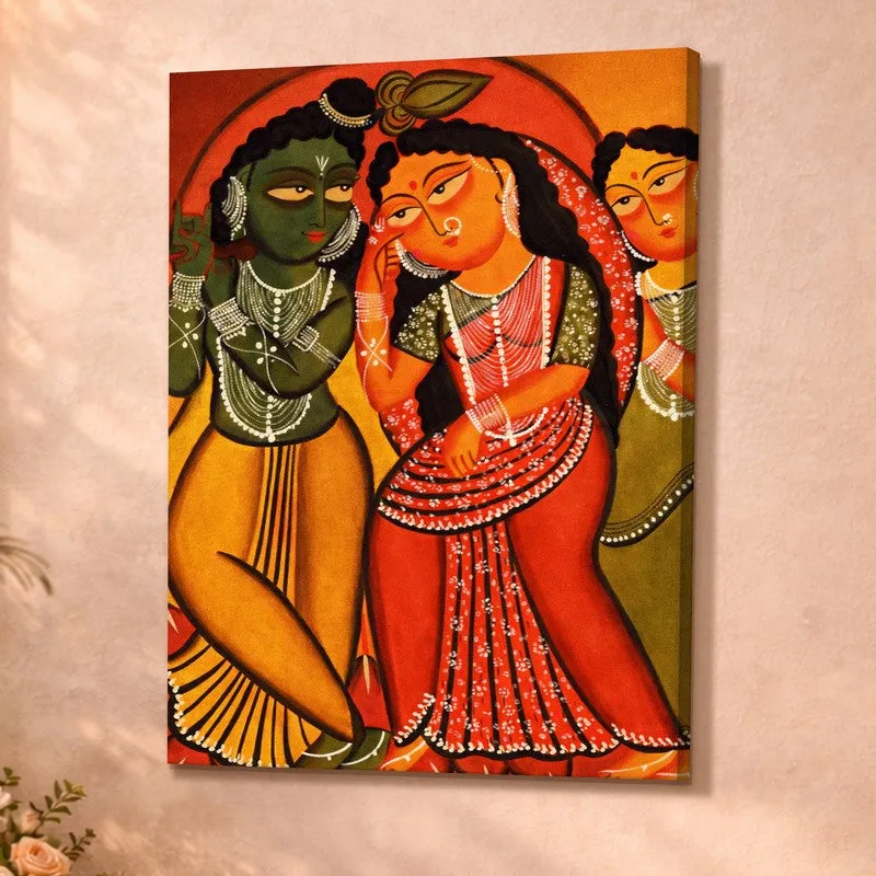 Radha Krishna Folk Canvas Wall Art & Paintings media 4