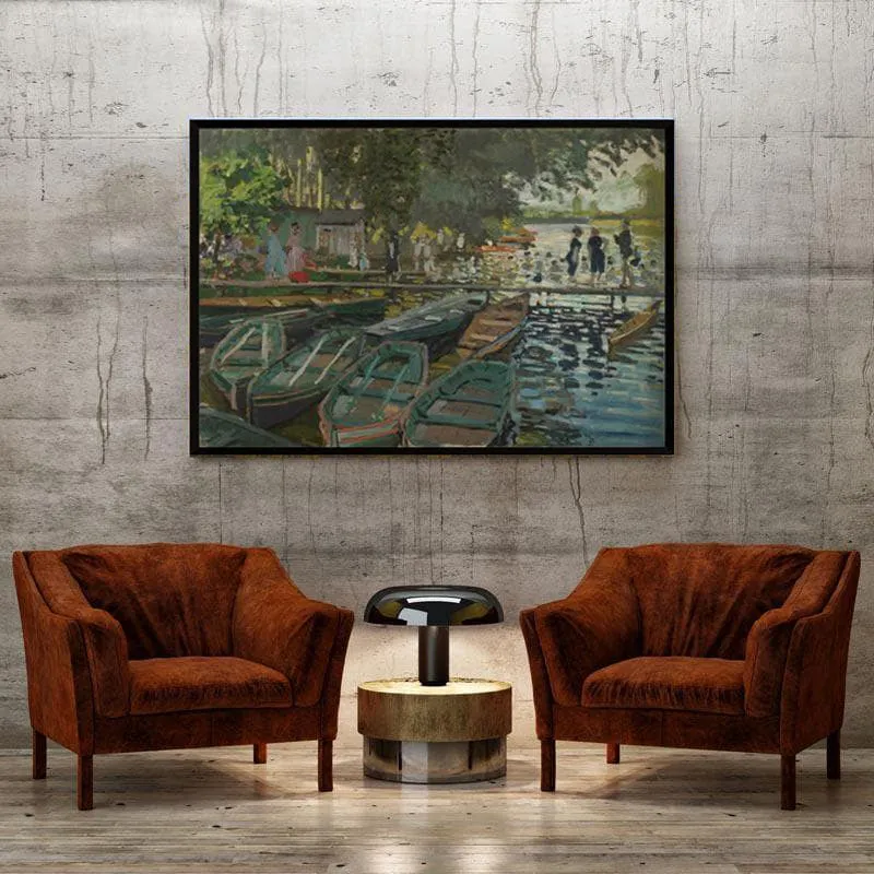 Bathers At La Grenouill Canvas Wall Art - Black Frame media 4