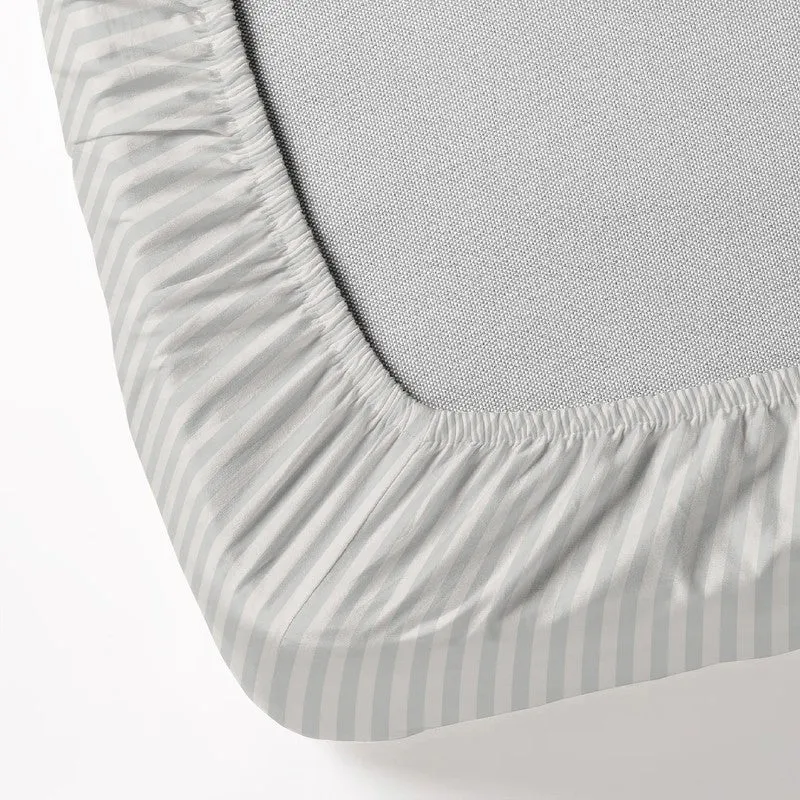 StripeScape Glace Cotton Fitted Bedsheet (Ivory) - 130 GSM - 8