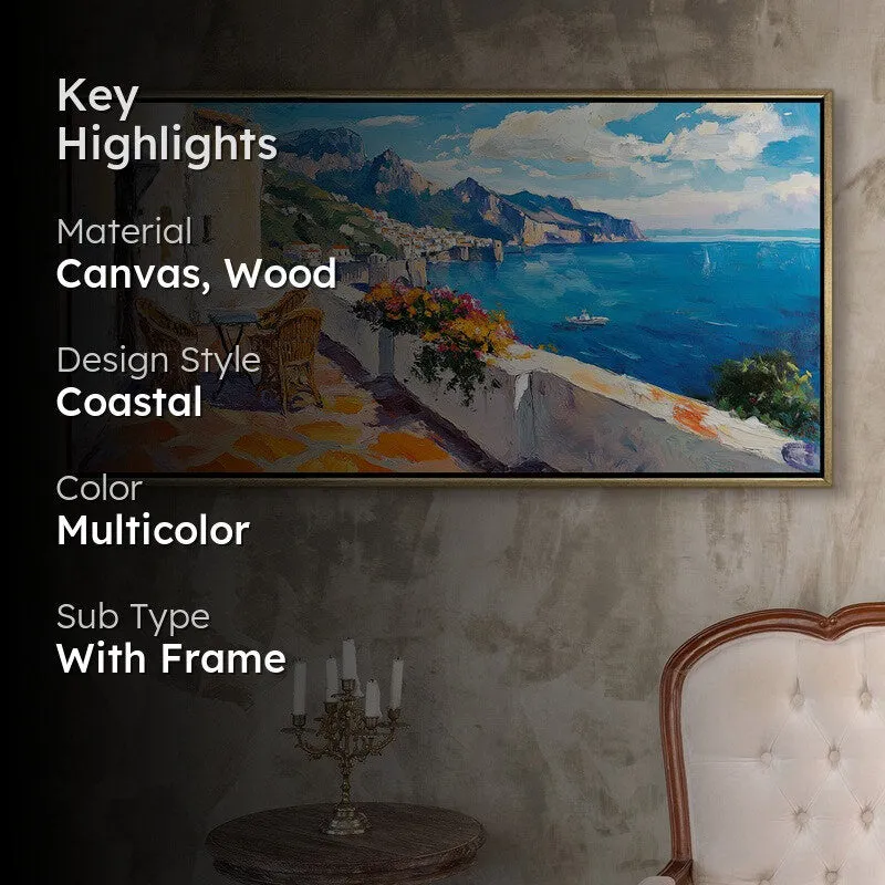 Terrace of Blue Canvas Wall Painting With Frame media 2