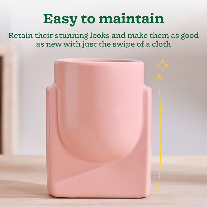 Ugaoo Minimalica Ceramic Planter - Soft Pink media 4