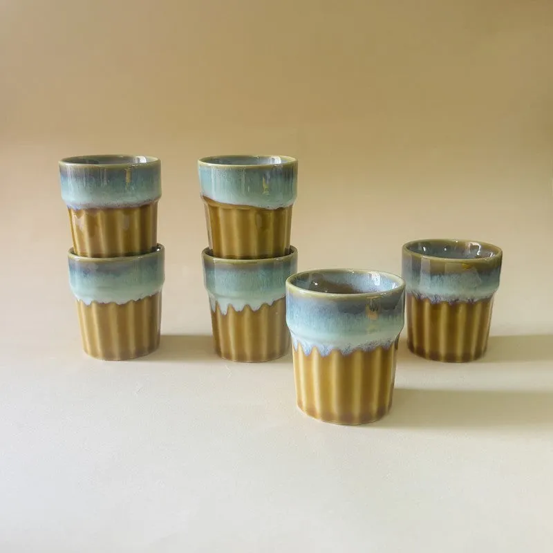 Handcrafted Ceramic Kulads (Mustard/70 mL Each) - Set of Six media 5