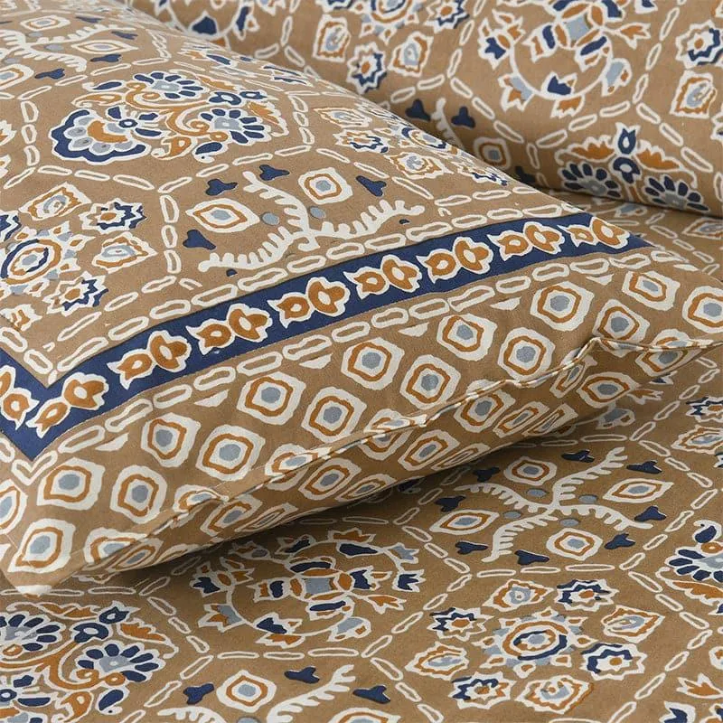 Avsara Floral Cotton Bedsheet (Brown,Grey) - 160 TC media 5
