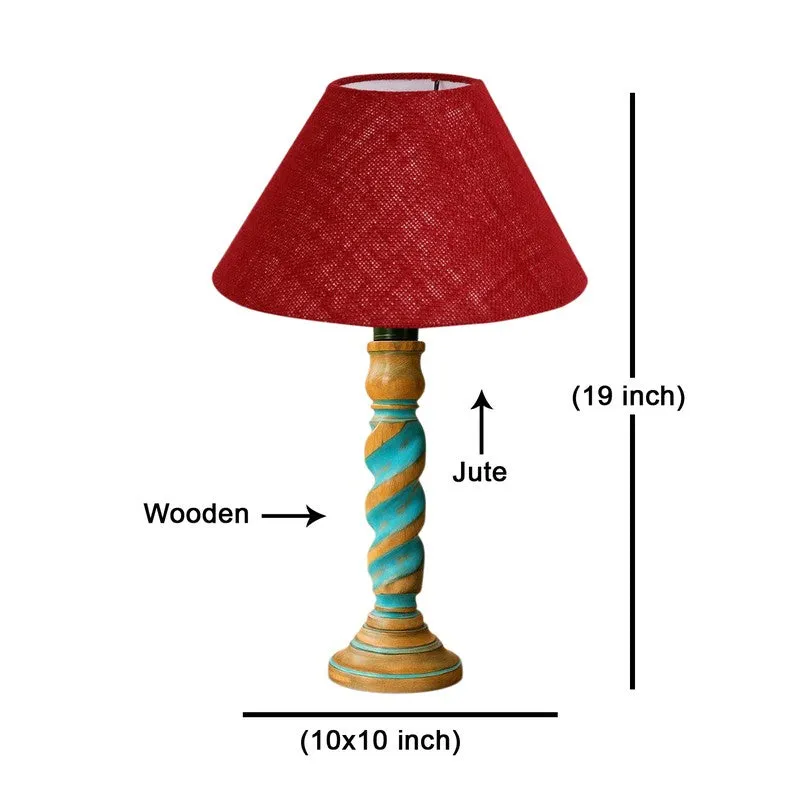 Elara Oryn Wooden Table Lamp - Maroon media 8