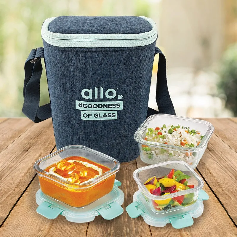 Bitrax Leak Proof Glass Lunch Box with Bag- Set of Three media 4