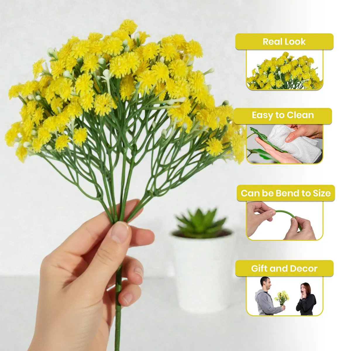 Airy Babys Breath Plastic Artificial Flower - Set Of Two media 5
