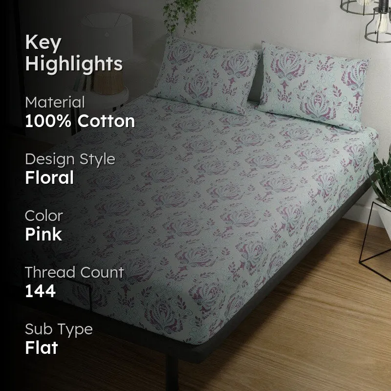 Aelric Cotton Bedsheet (Pink) - 144 TC media 2
