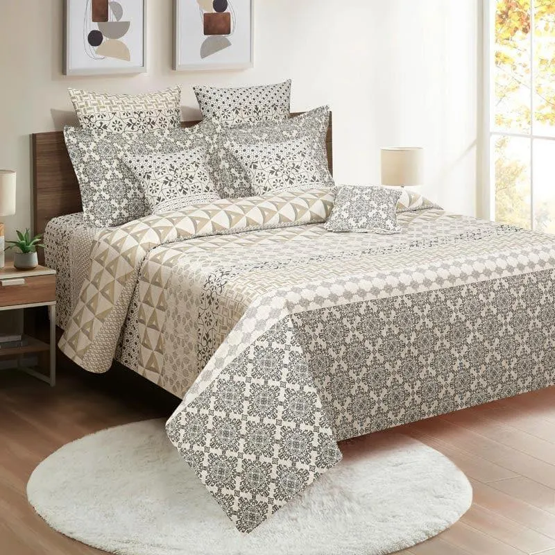 Swayam Zira Cotton Bedsheet (Beige) - 200 TC media 1