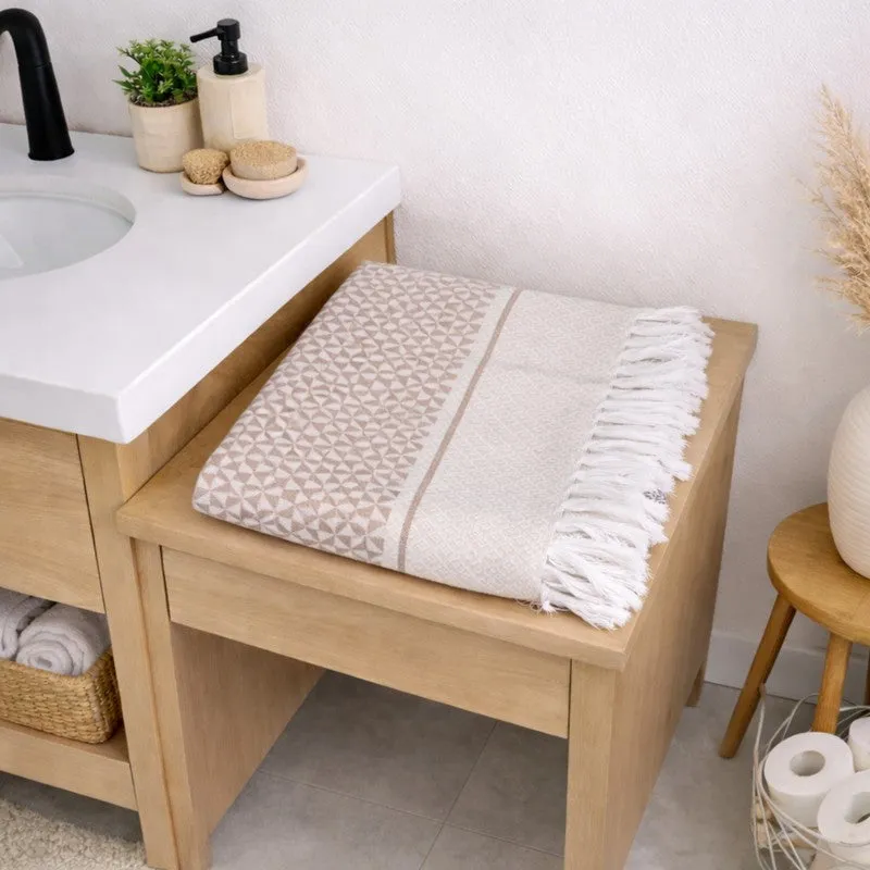 MosacStrip Cotton Hand & Bath Towel (Beige) - Set of Two media 4