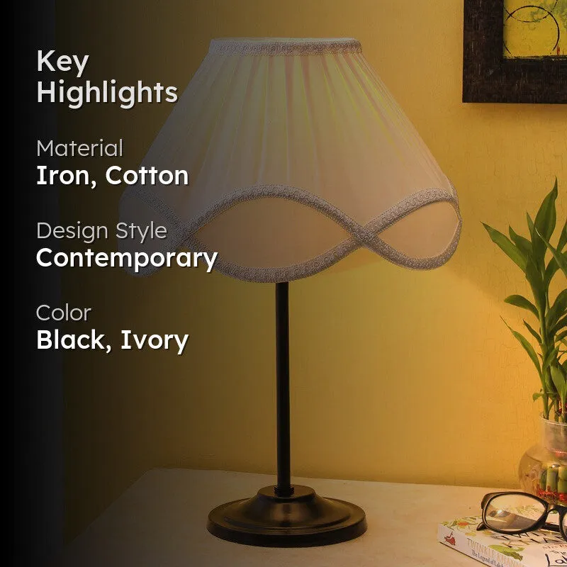 Flamiraen Cotton Table Lamp With Iron Base - Ivory media 2