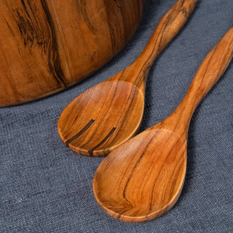 Aurelia Wood Salad Bowl with Serving Spoons (2750 Ml) - Three Piece Set media 6