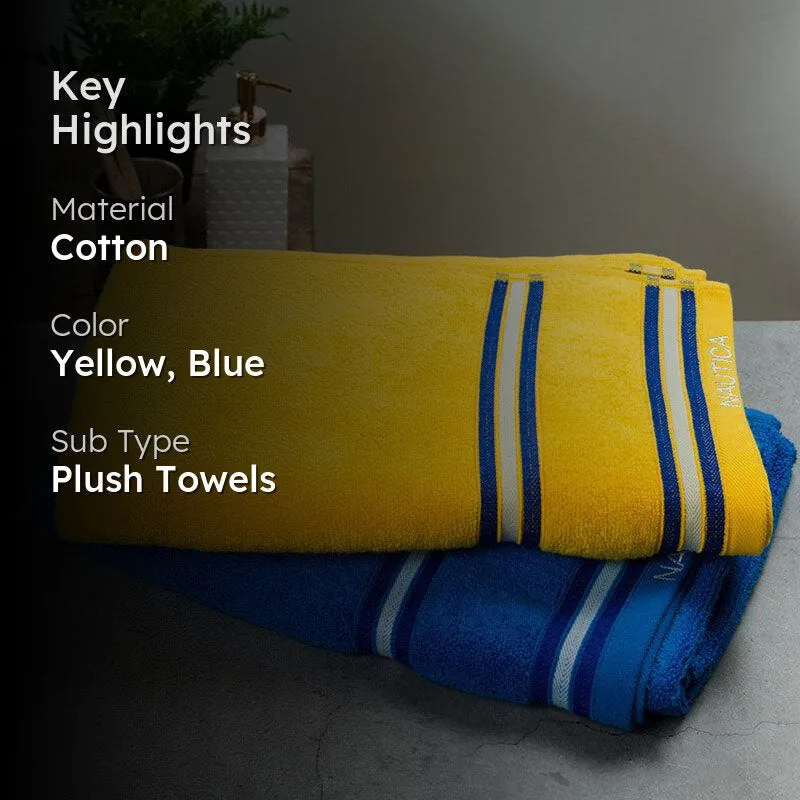 Nautica Dove Down Cotton Towel Set (Yellow & Royal Blue) - Set Of Two media 2