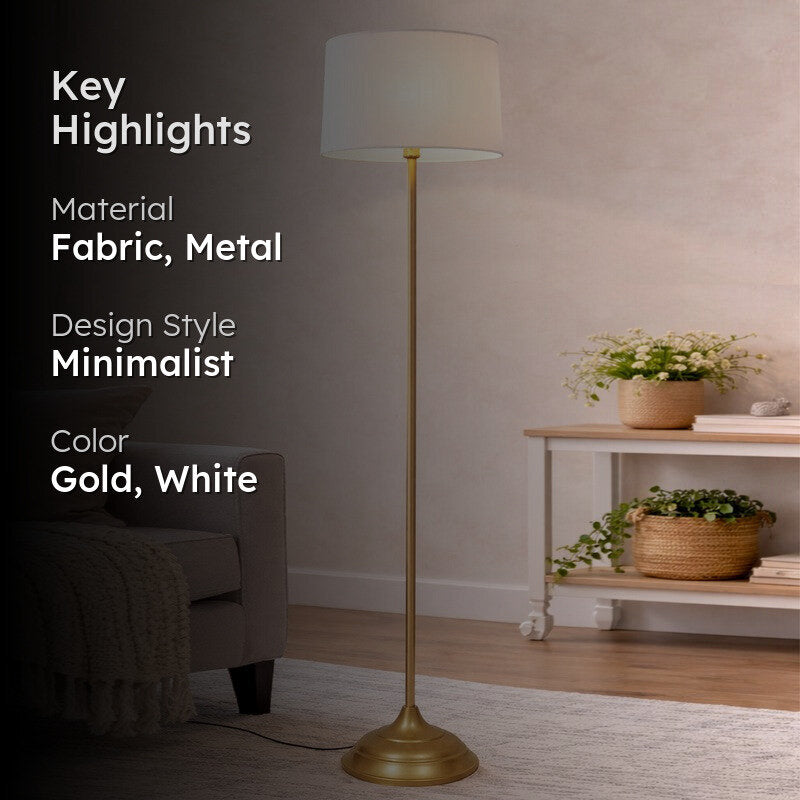 Classic Chic Antique Metal Floor Lamp - White media 2
