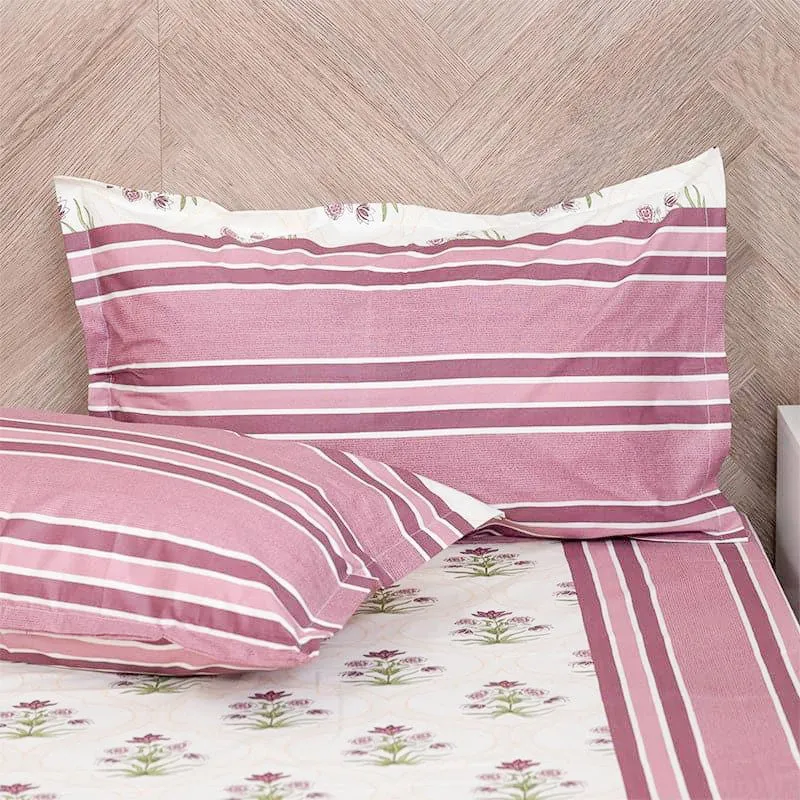 Imara Flora Cotton Bedsheet (Purple) - 144 TC media 4