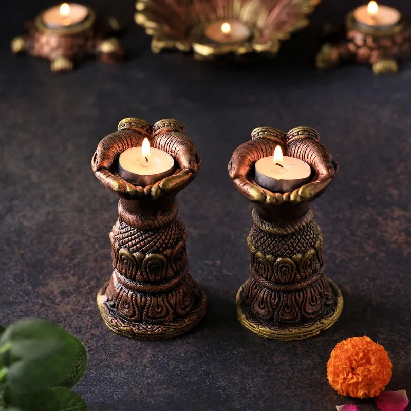 Marigold Halo Tealight Holder - Set Of Two media 4