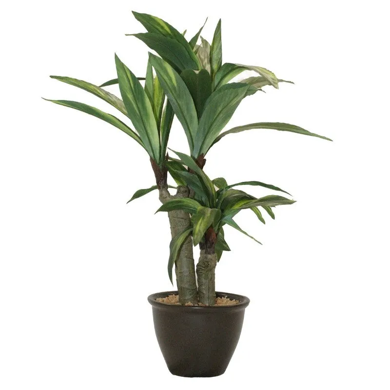 Artificial Green Dracaena Bonsai Plant With Black Fiber Pot - 1.8 Feet media 4