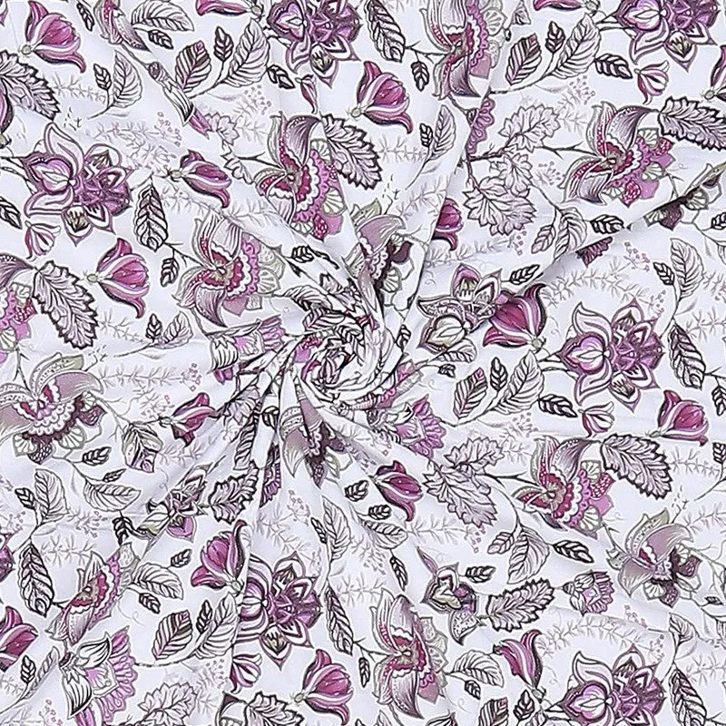 Close-up of the pink and purple floral dohar pattern