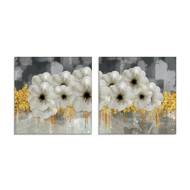 Opal & Gold Canvas Wall Painting - Set Of Two media 7