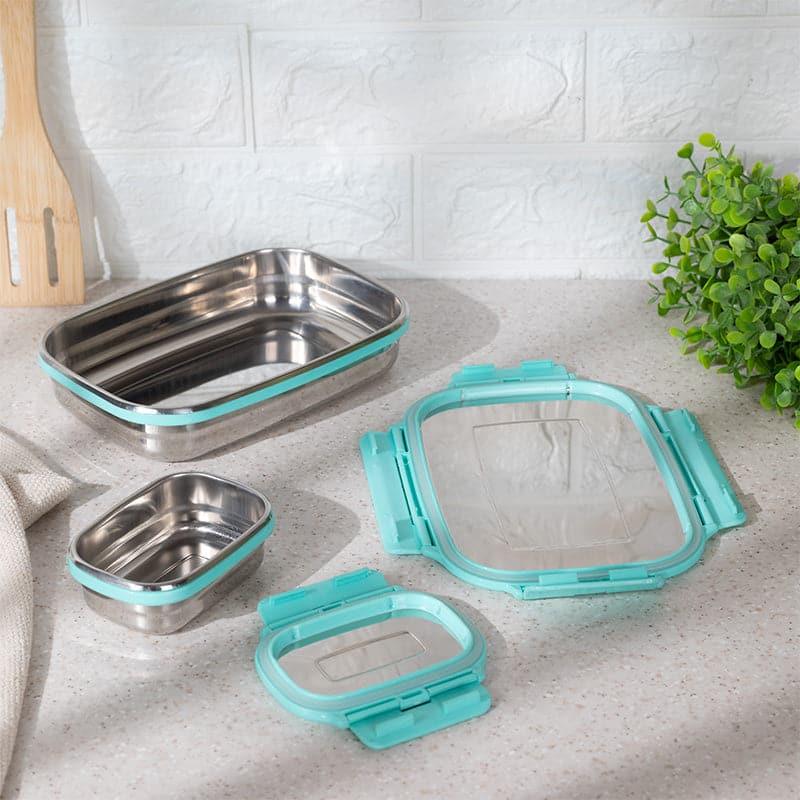 Viora Aqua Stainless Steel Lunch Box (775/150 mL) - Two Piece Set image 3