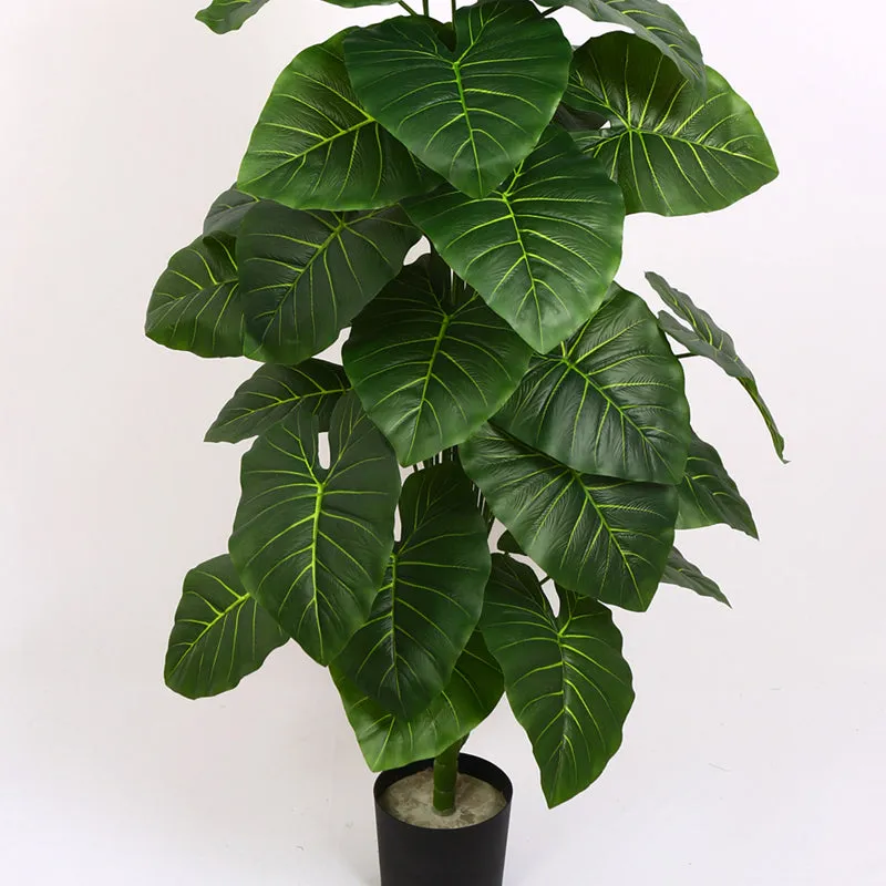 Verdiq Artificial Alocasia With Black Plastic Pot - 4 Feet media 4