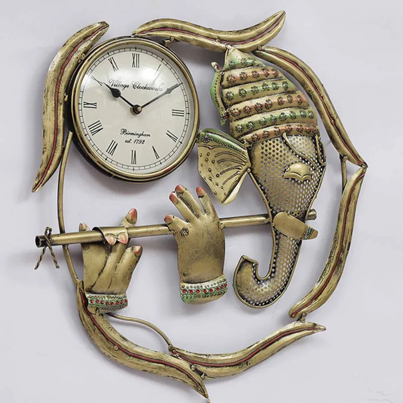 Ganesha with Flute Decorative Wall Clock media 3