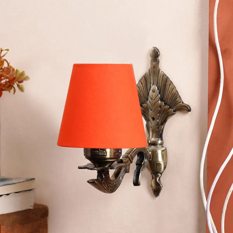 Magda Masique Conical Fabric & Metal Wall Lamp - Orange media 3