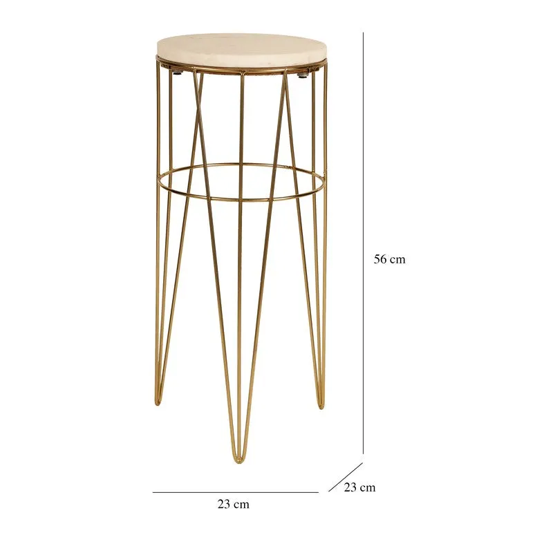 Marble Top Aluminum Side Table (Gold) - Large media 7