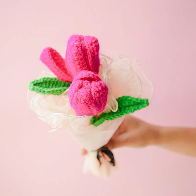 Knot & Petal I Crochet Flower Bouquet - Pink media 4