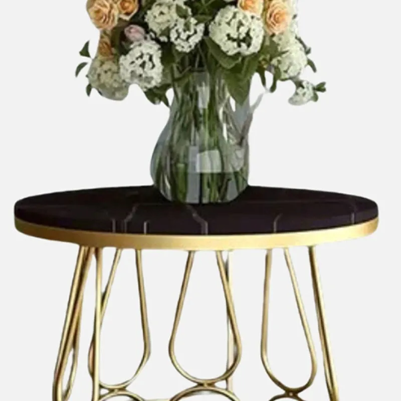 Helix Noble Metal Accent Table with Marble Top media 4