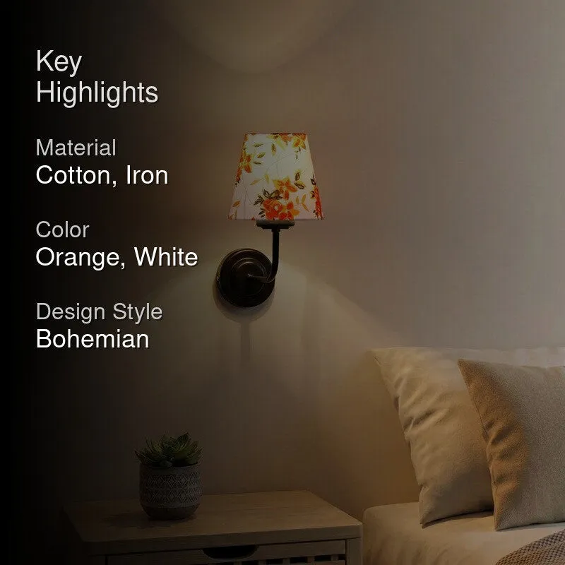 The Ebony Arc Cone Cotton Wall Lamp - White,Orange - 2
