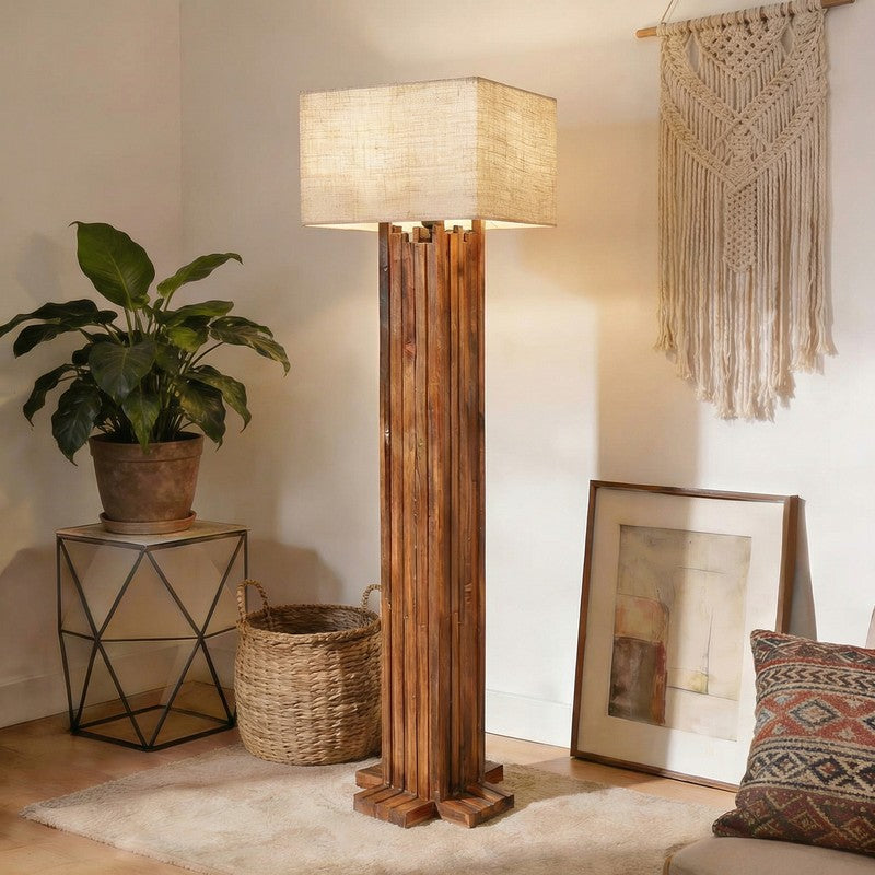 CalmGlow Wooden Floor Lamp - Brown media 4