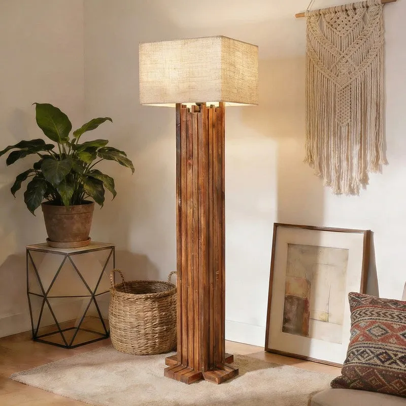 CalmGlow Wooden Floor Lamp - Brown media 4