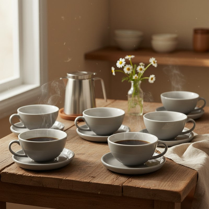 Brew Cup & Saucer - Twelve Piece Set (180 ML)