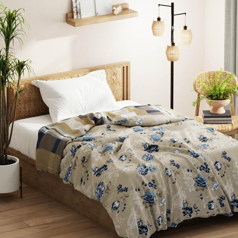 Vanya Floral Reversible Microfiber Comforter (Beige & Brown) - 120 GSM media 4