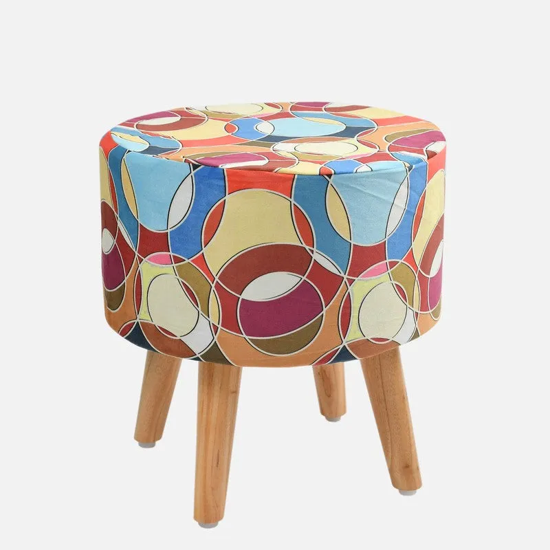 Navine Bubble-print Multicolor Engineered Wood Ottoman media 3