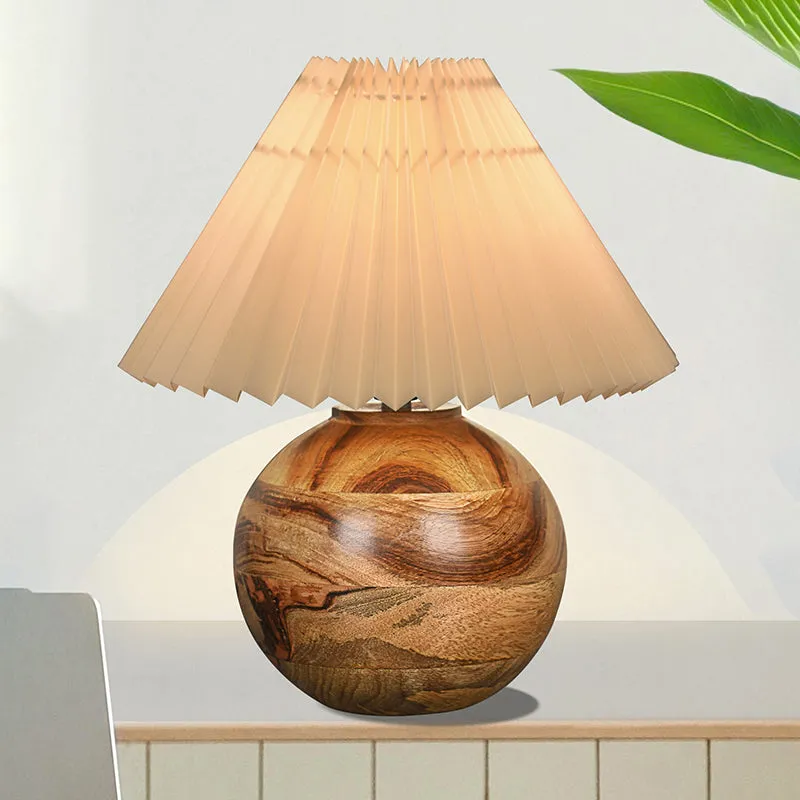 Lark Pleated Fabric Table Lamp - Beige,Brown media 3