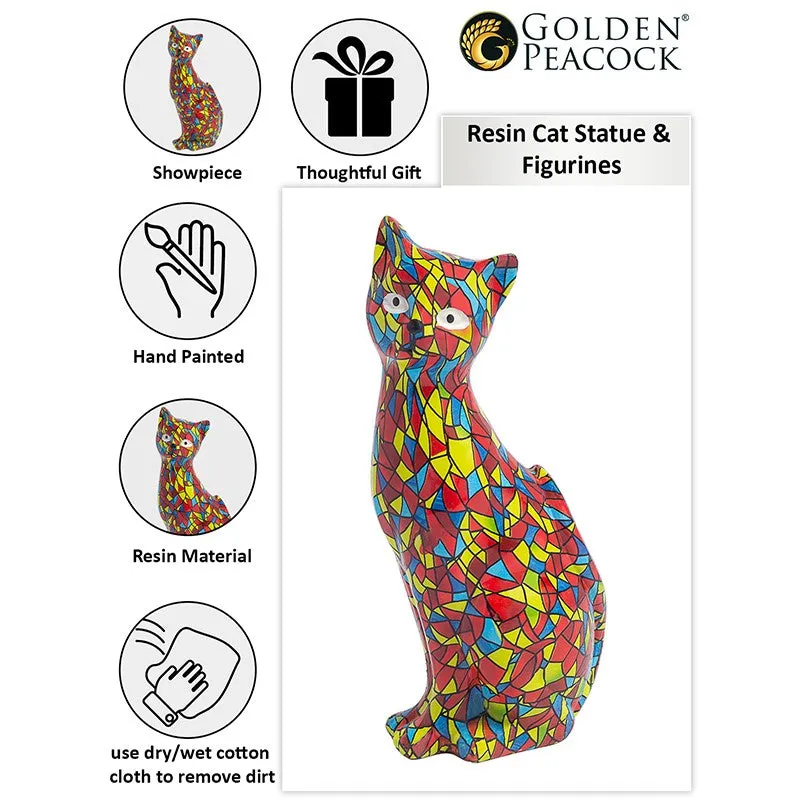 Mosaic Kitten Showpiece - Red, Yellow media 4