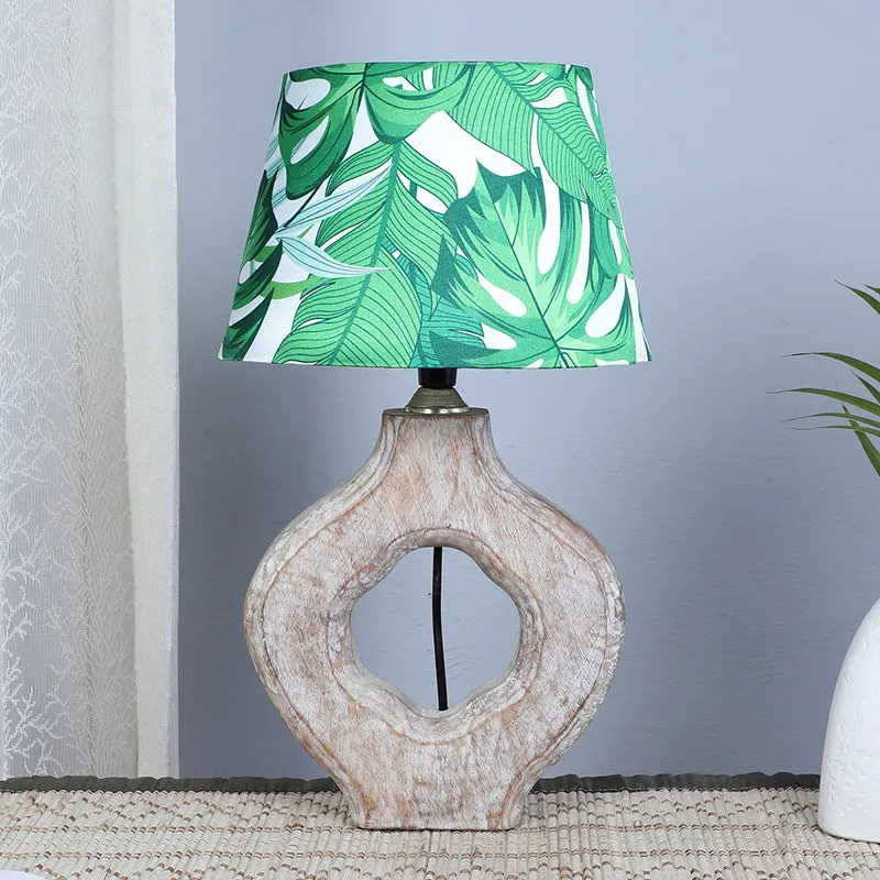Kaizen Kian Printed Mango Wood Table Lamp - Green,Beige,White media 2