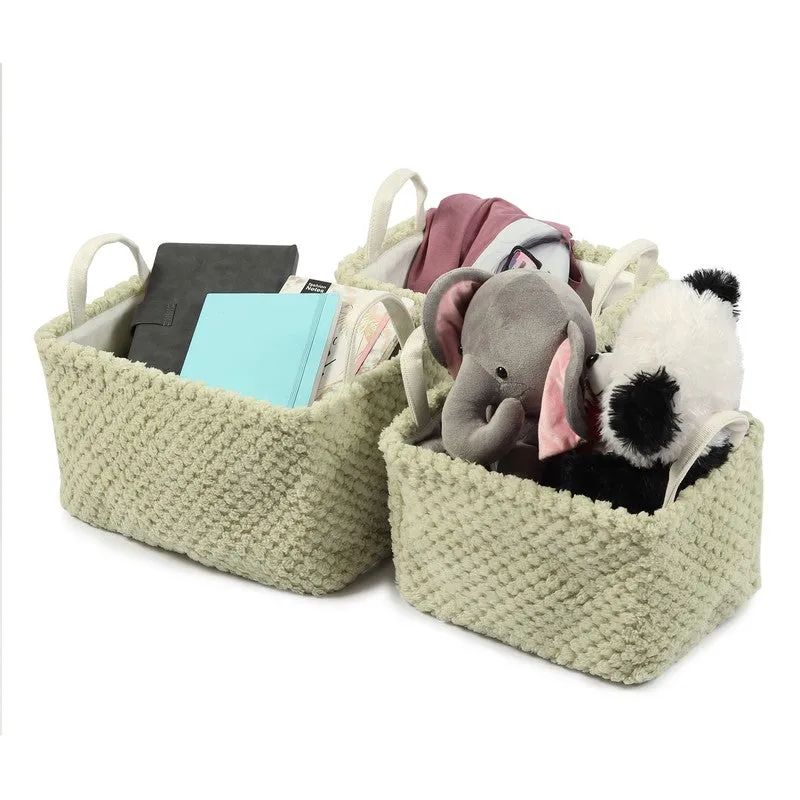 UrbanNest Fabric Storage Basket (Green) - Set Of Three media 5