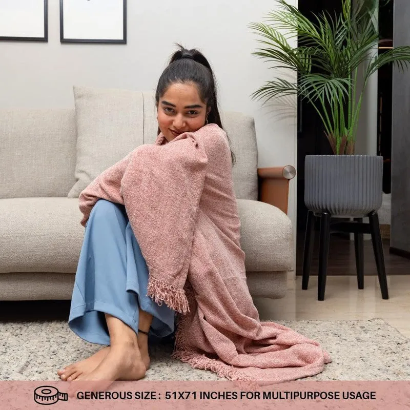 Urban Space Heather Solid Cotton Throw - Pink media 5