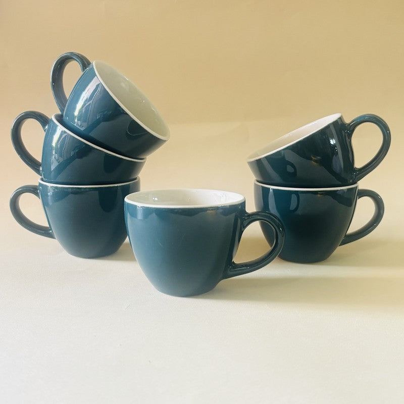 Ceramic Tea Cup (Deep Green/180 mL) - Set of Six media 3