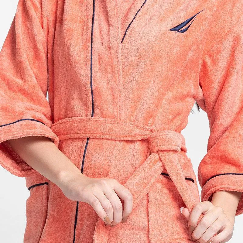 Nautica Cashmere Dreams Cotton Bath Robe - Coral media 6