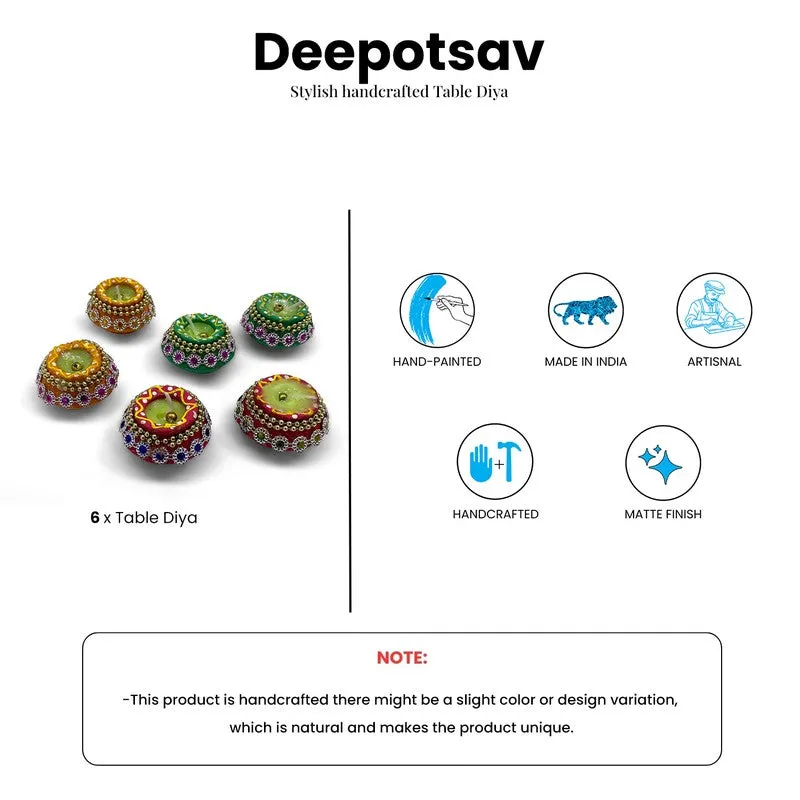 Glowmira Terracota Diyas - Set Of Six media 6