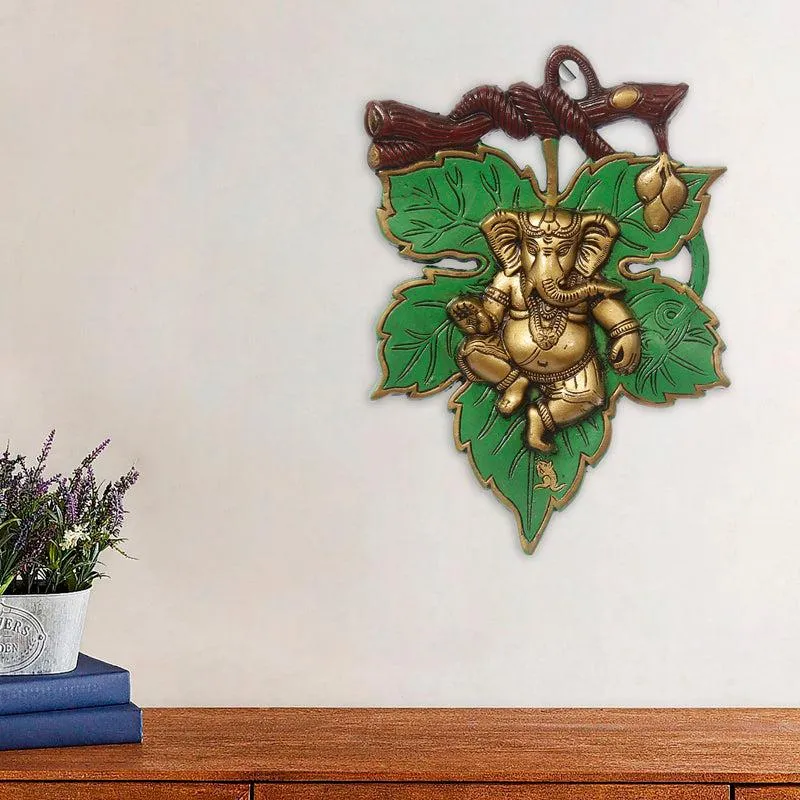Balganesha Decorative Religious Metal Wall Accent - Green & Gold media 3