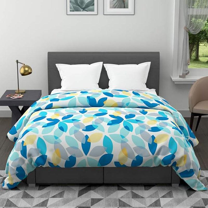 Sky Petals Cotton Duvet Cover (Blue & Yellow) - 210 TC
