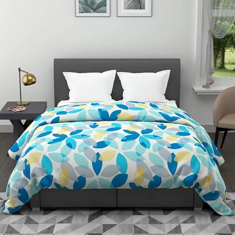 Sky Petals Cotton Duvet Cover (Blue & Yellow) - 210 TC media 1