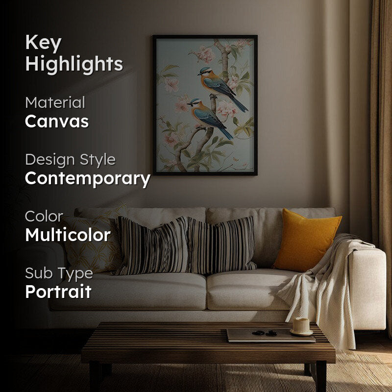Whimsical Aviary Archival Canvas Wall Art - Black Frame media 2