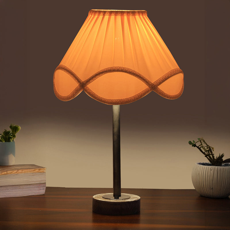 Valencia Rodin Wooden Table Lamp - OffWhite,Silver,White