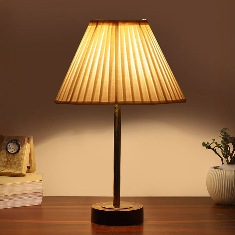 Pleatra Rodin Wooden Table Lamp - White,Gold,Brown